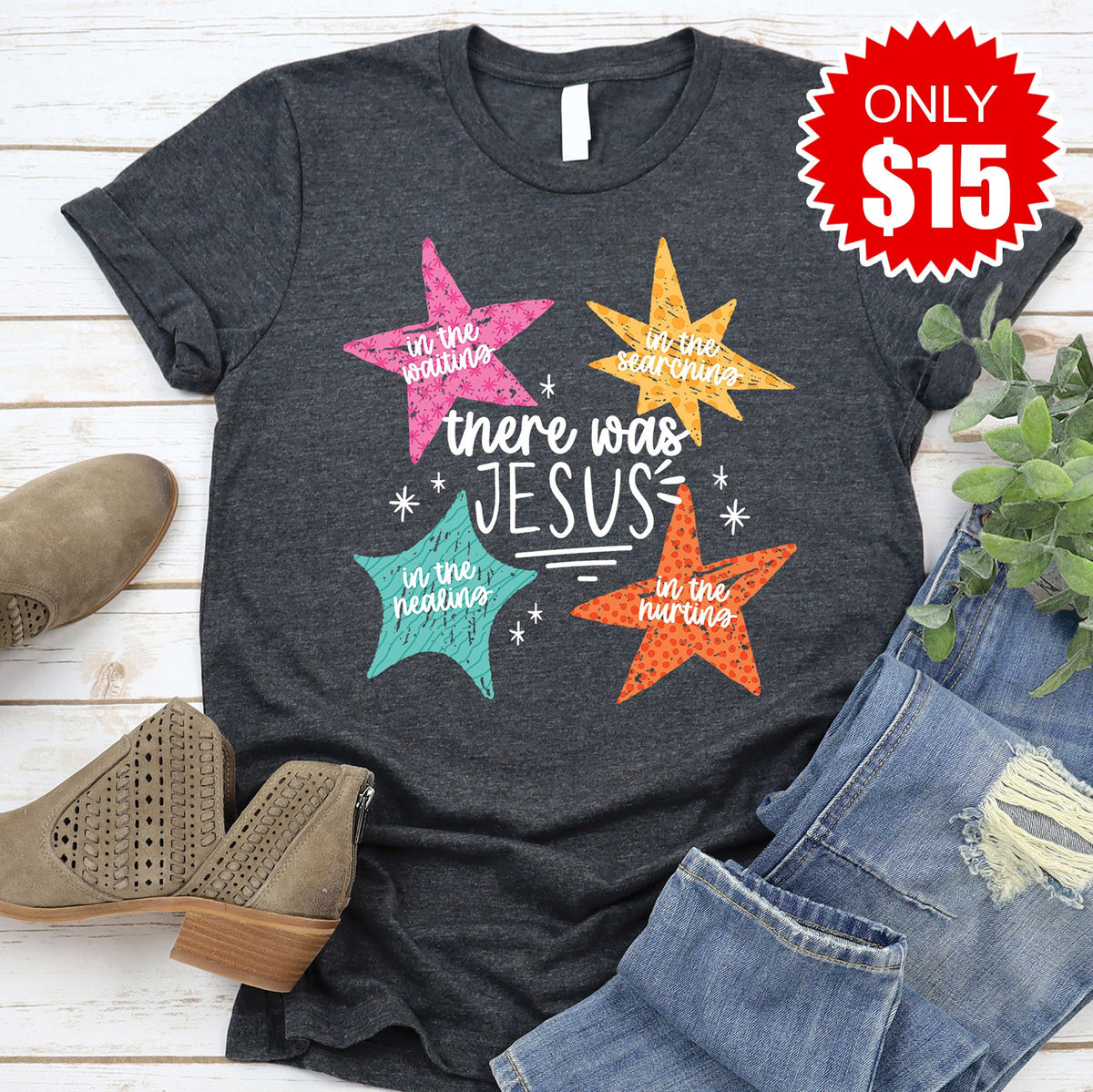 There Was Jesus Tee - Heather Charcoal - 15 product image 1