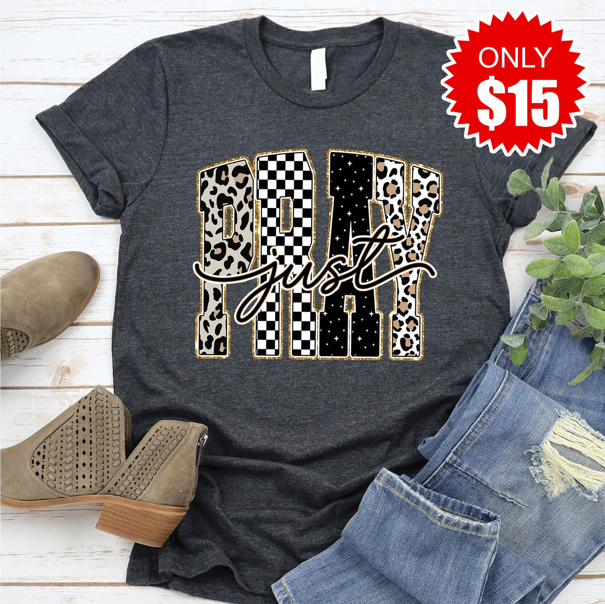 Just Pray Tee - Heather Charcoal - 15 product image 1