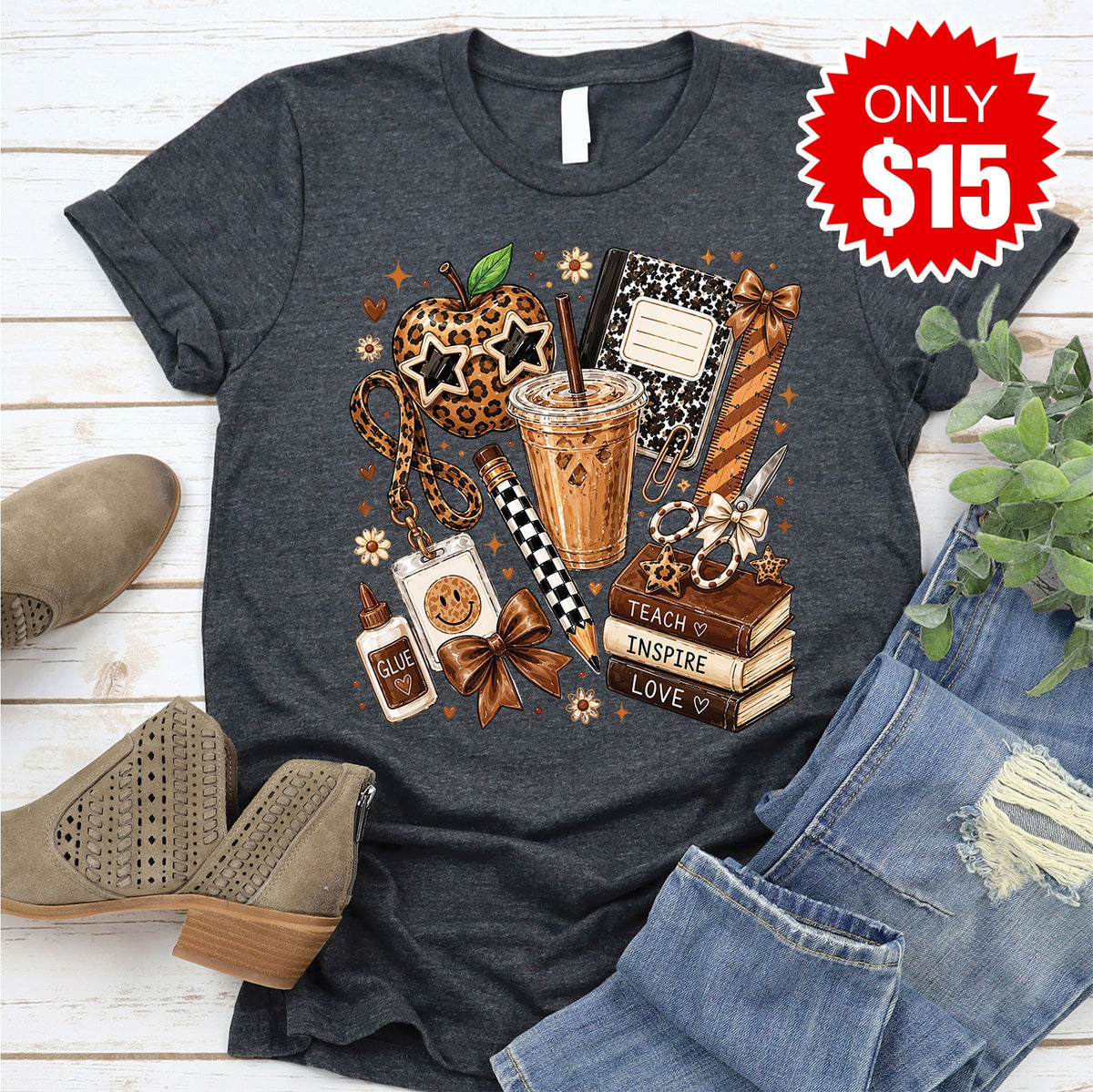 Teach Inspire Love Tee - Heather Charcoal - 15 product image 1