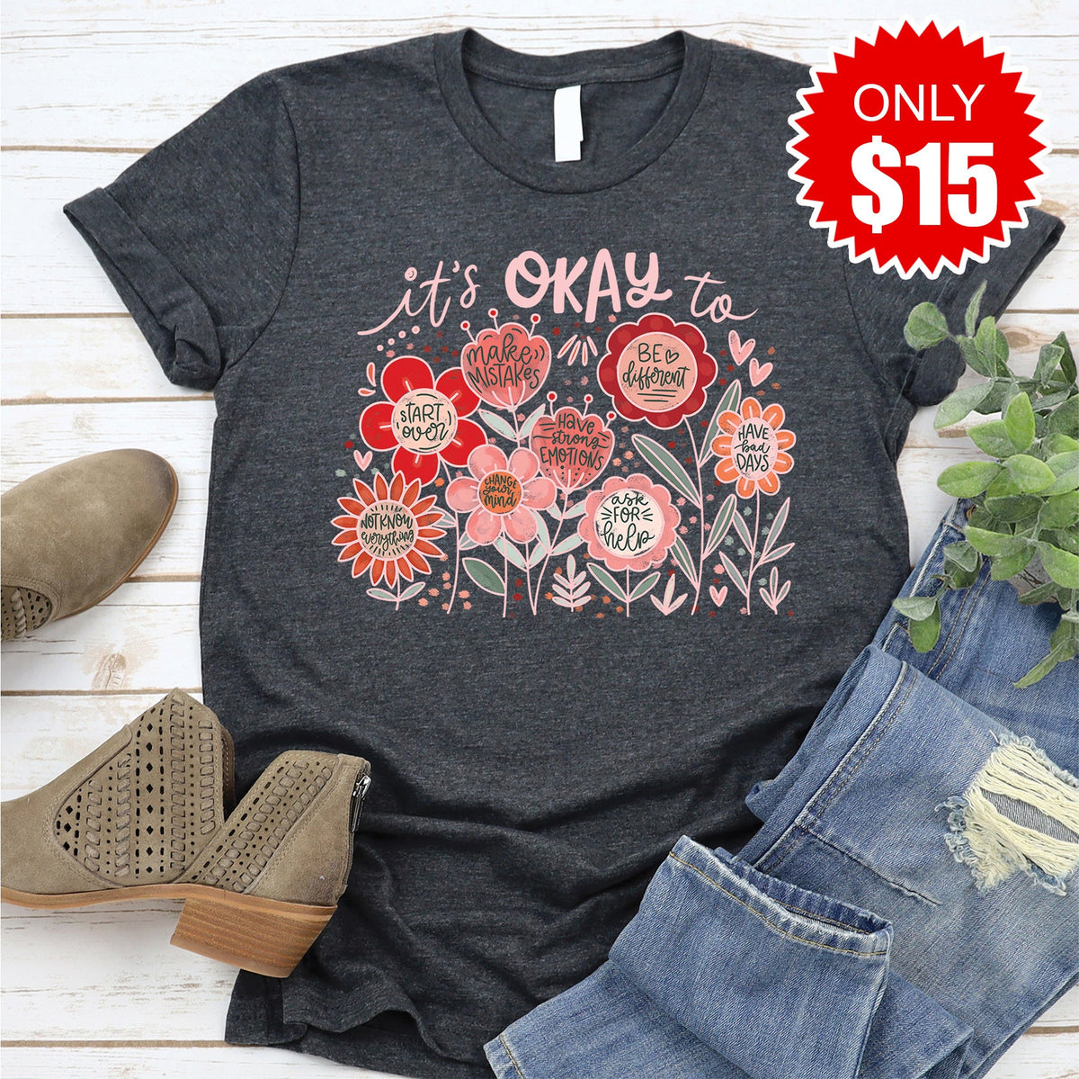 It's Okay Tee - Heather Charcoal - 15 product image 1