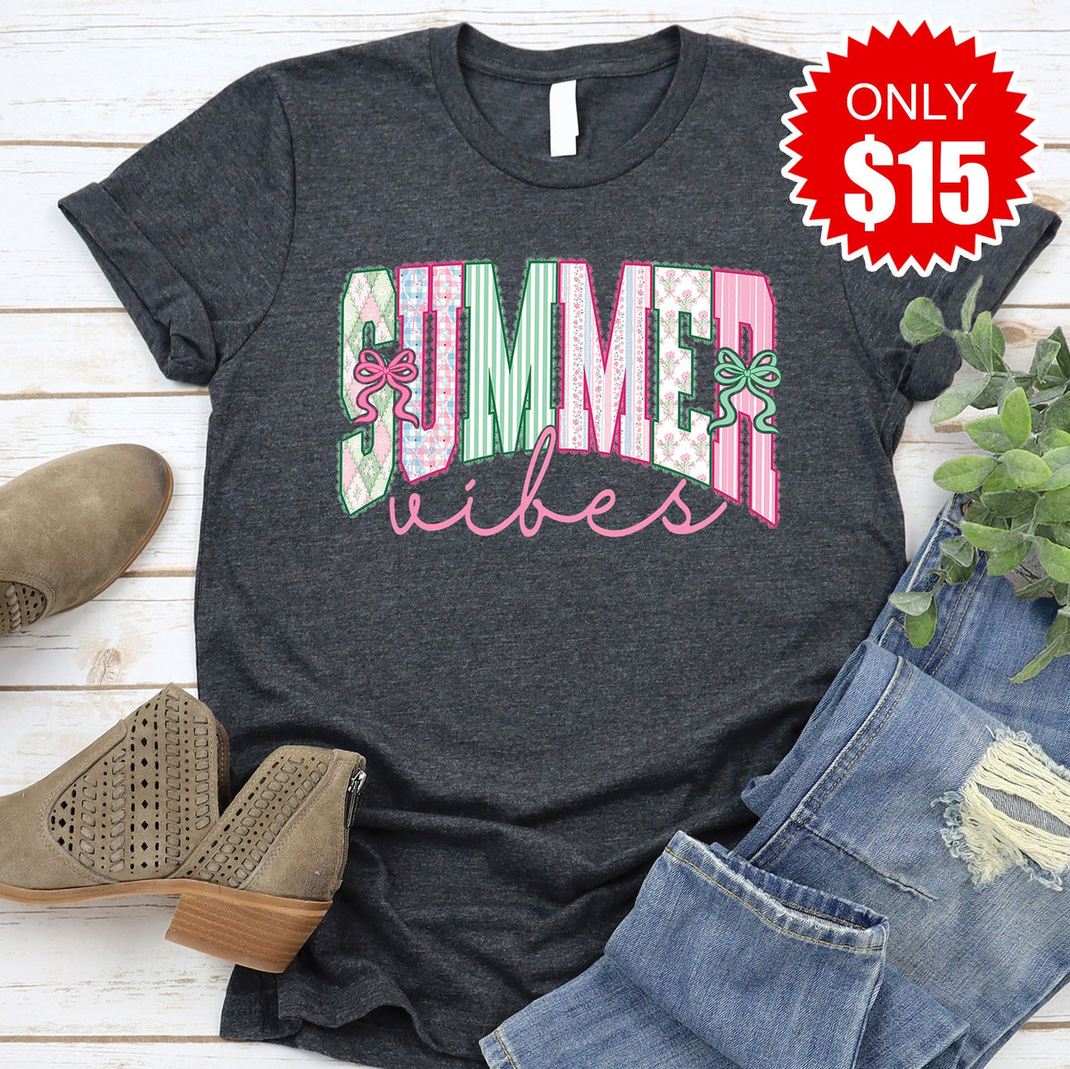 Summer Vibes Tee - Heather Charcoal - 15 product image 1