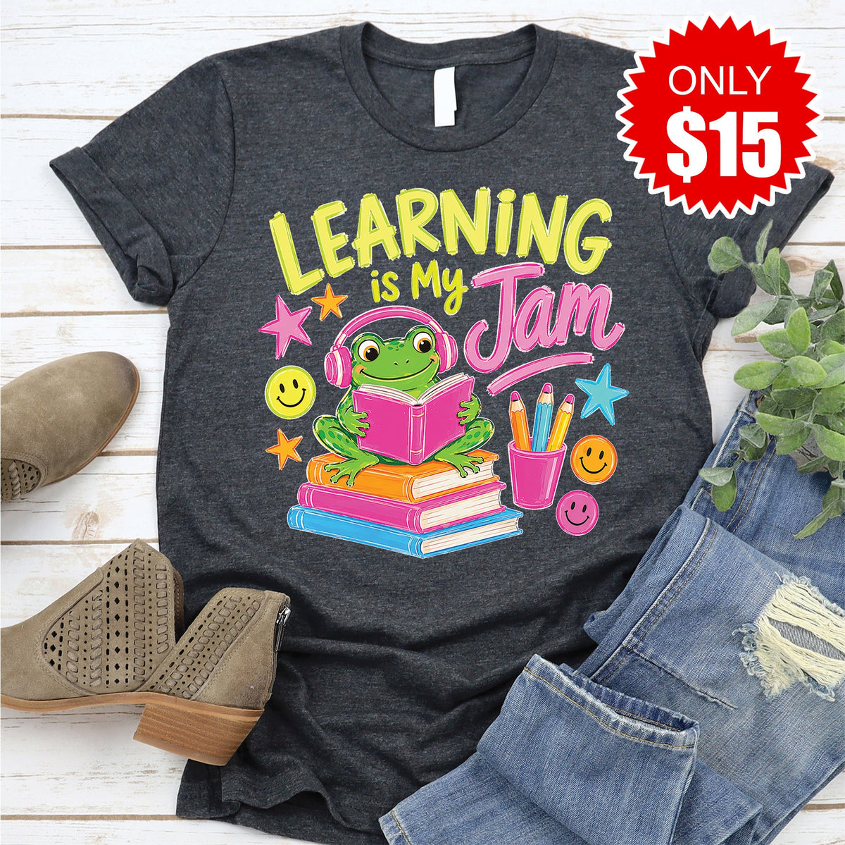 Learning Is My Jam Tee - Heather Charcoal - 15 product image 1