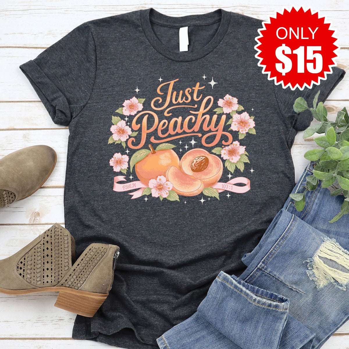 Just Peachy Tee - Heather Charcoal - 15 product image 1