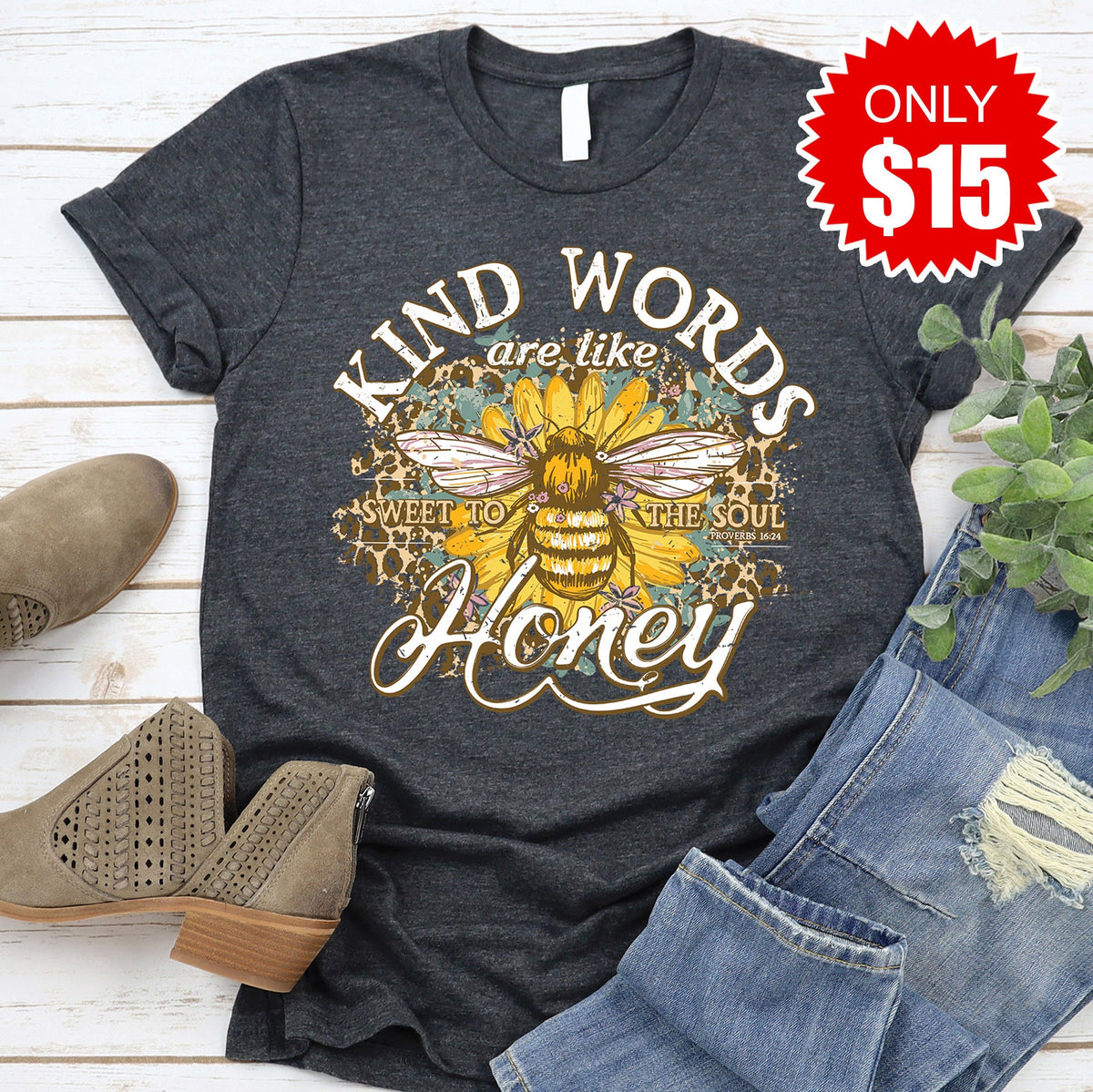 Kind Words Tee - Heather Charcoal - 15 product image 1