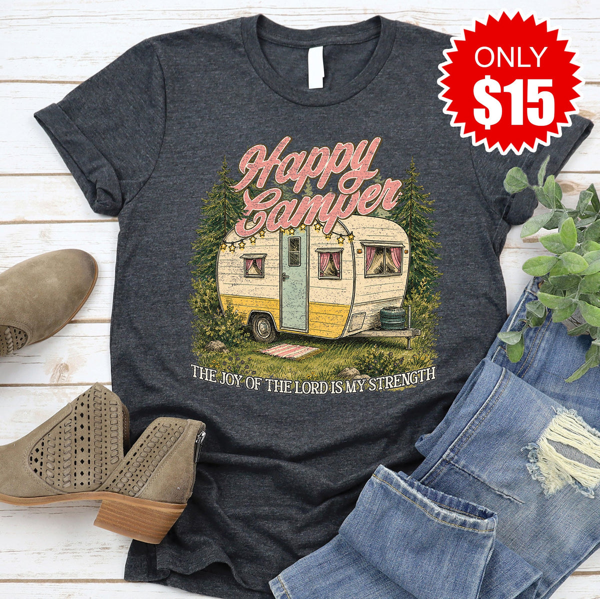 Happy Camper Tee - Heather Charcoal - 15 product image 1