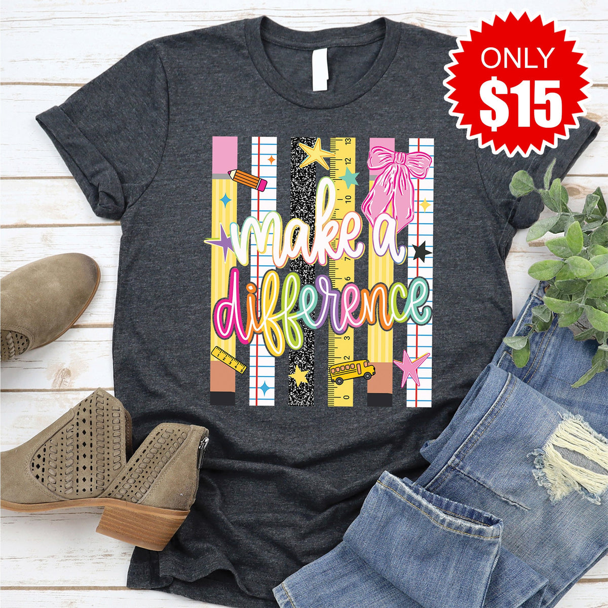 Make A Difference Tee - Heather Charcoal - 15 product image 1