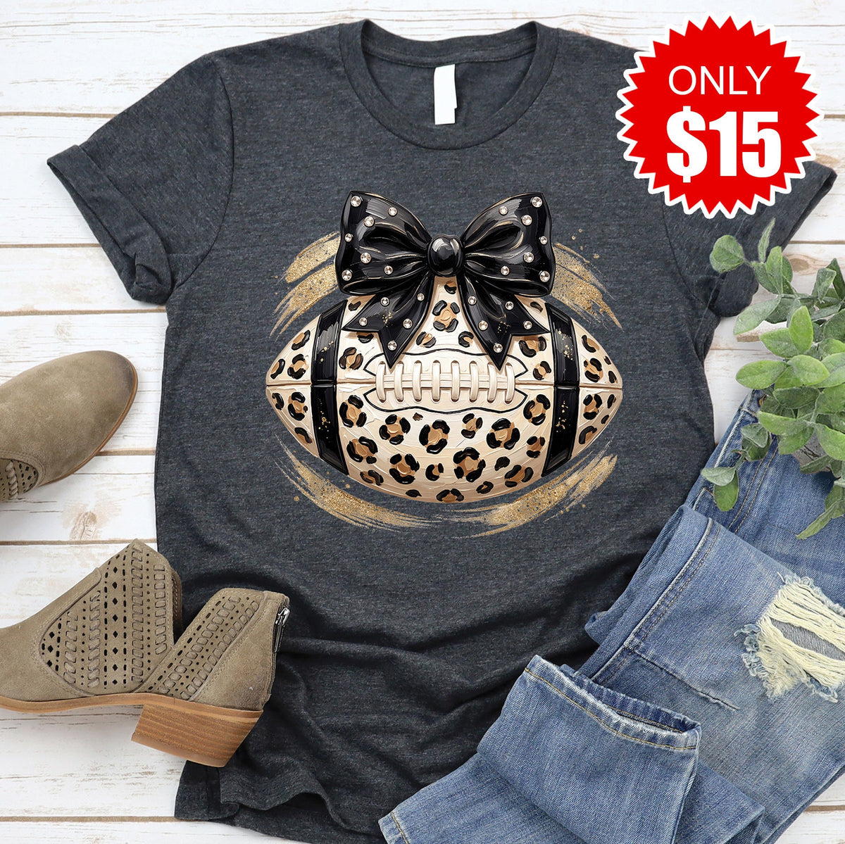 Football Leopard Tee - Heather Charcoal - 15 product image 1