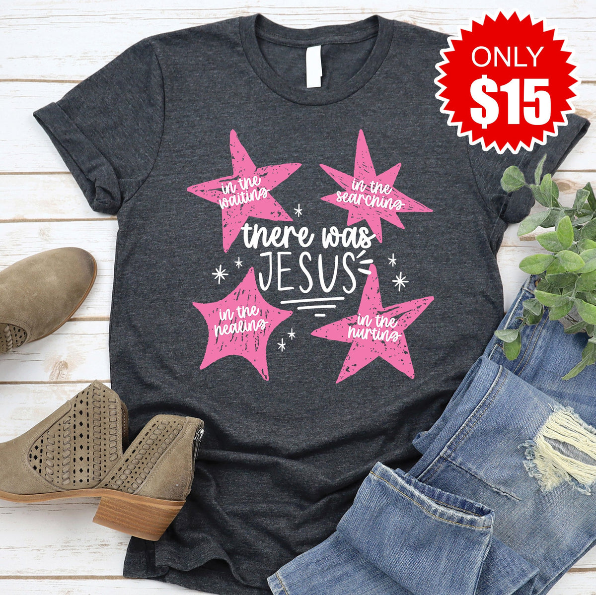 There Was Jesus Tee - Heather Charcoal - 15 product image 1