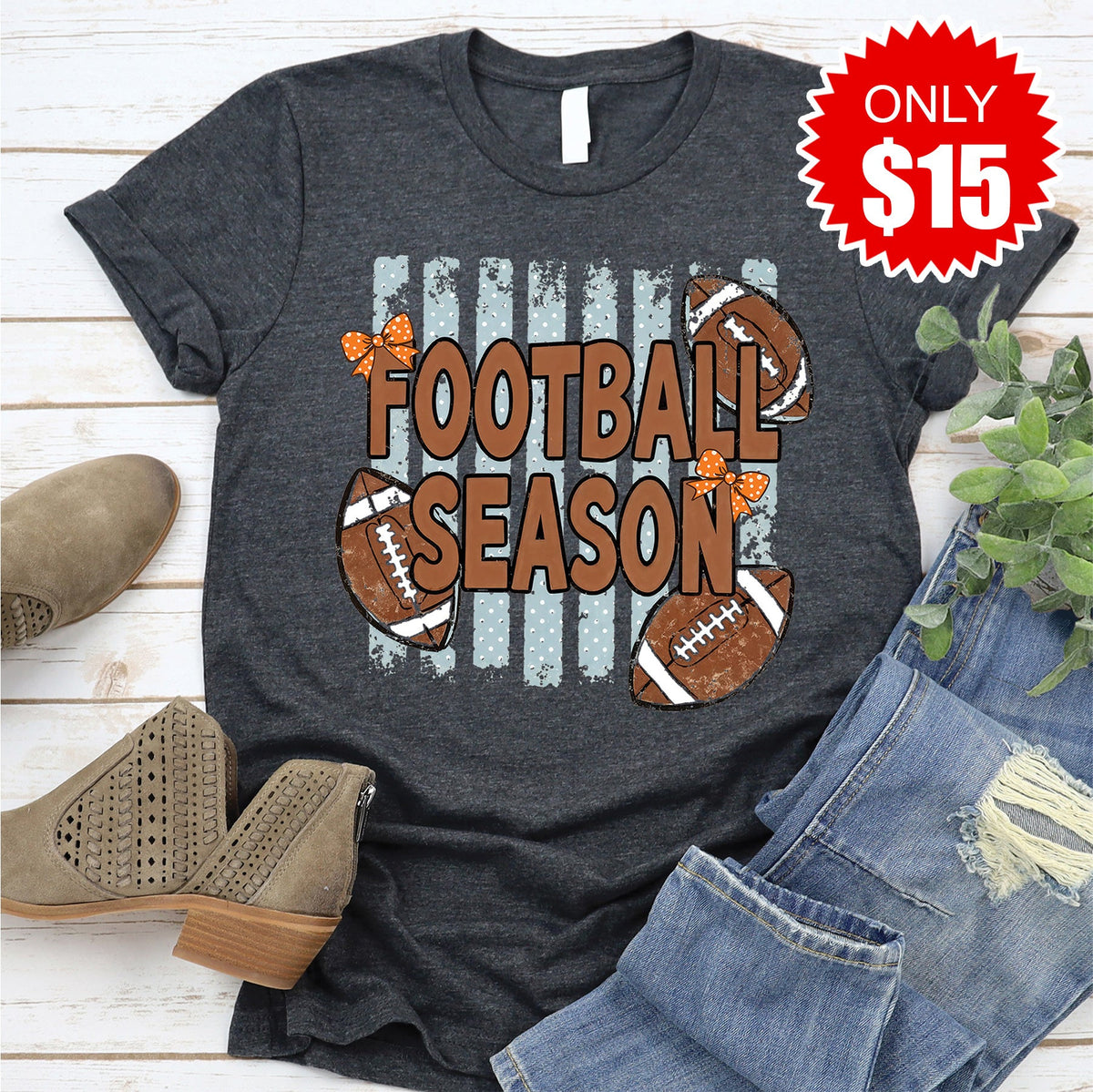 Football Season Tee - Heather Charcoal - 15 product image 1