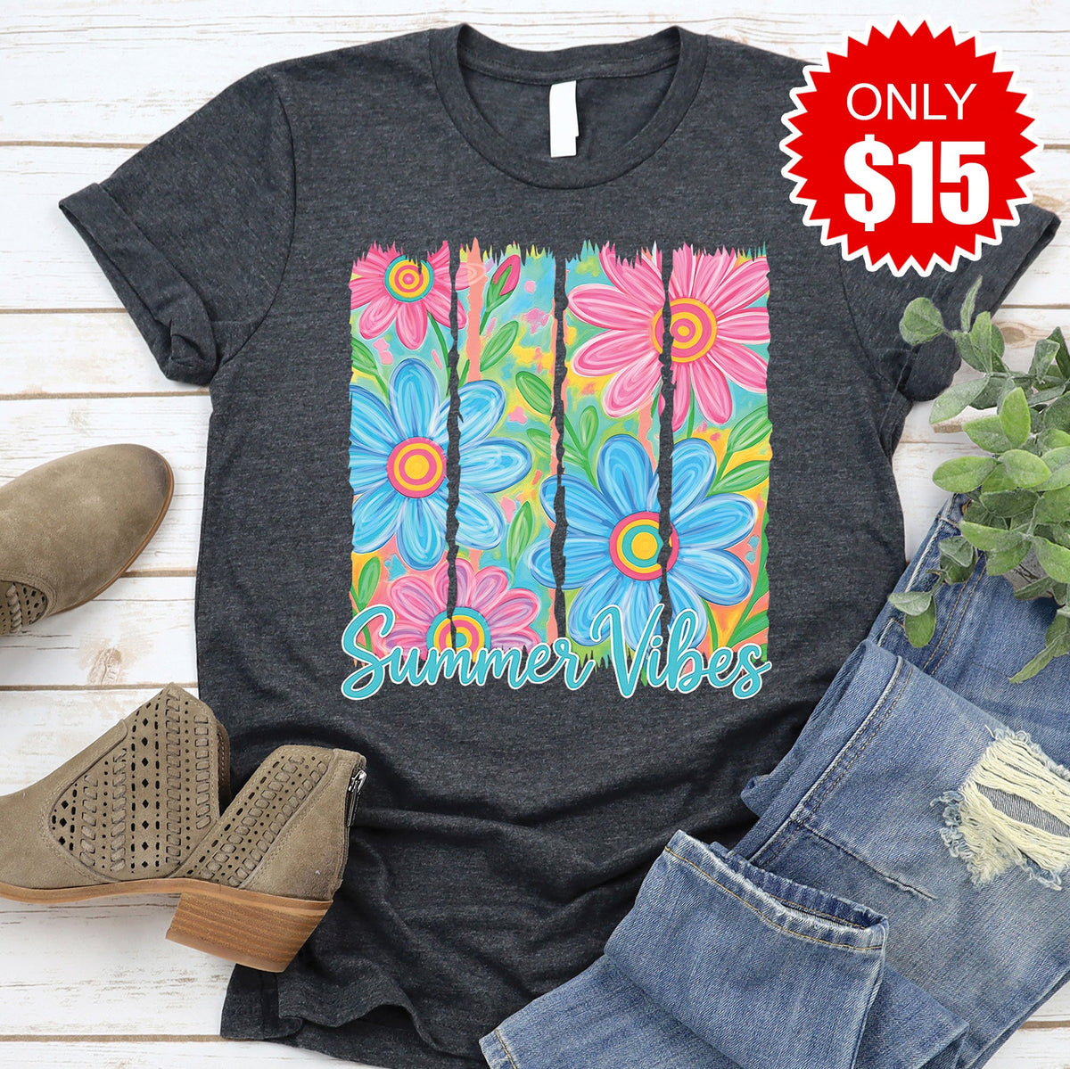 Summer Vibes Tee - Heather Charcoal - 15 product image 1