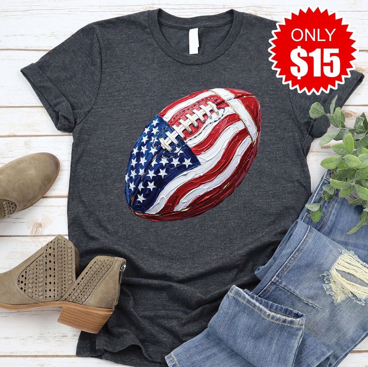Football Flag Tee - Heather Charcoal - 15 product image 1