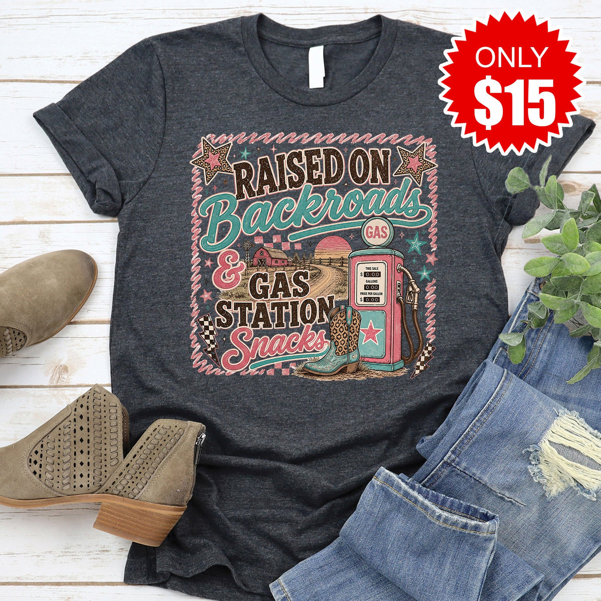 Raised On Backroads Tee - Heather Charcoal - 15 product image 1