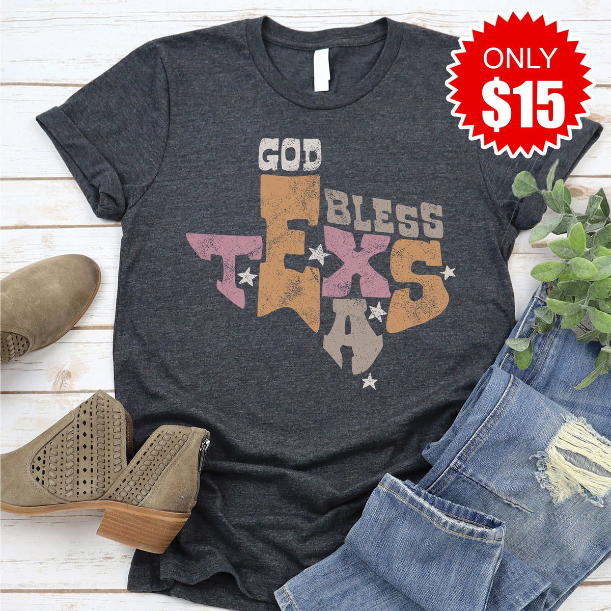 God Bless Texas Tee - Heather Charcoal - 15 product image 1