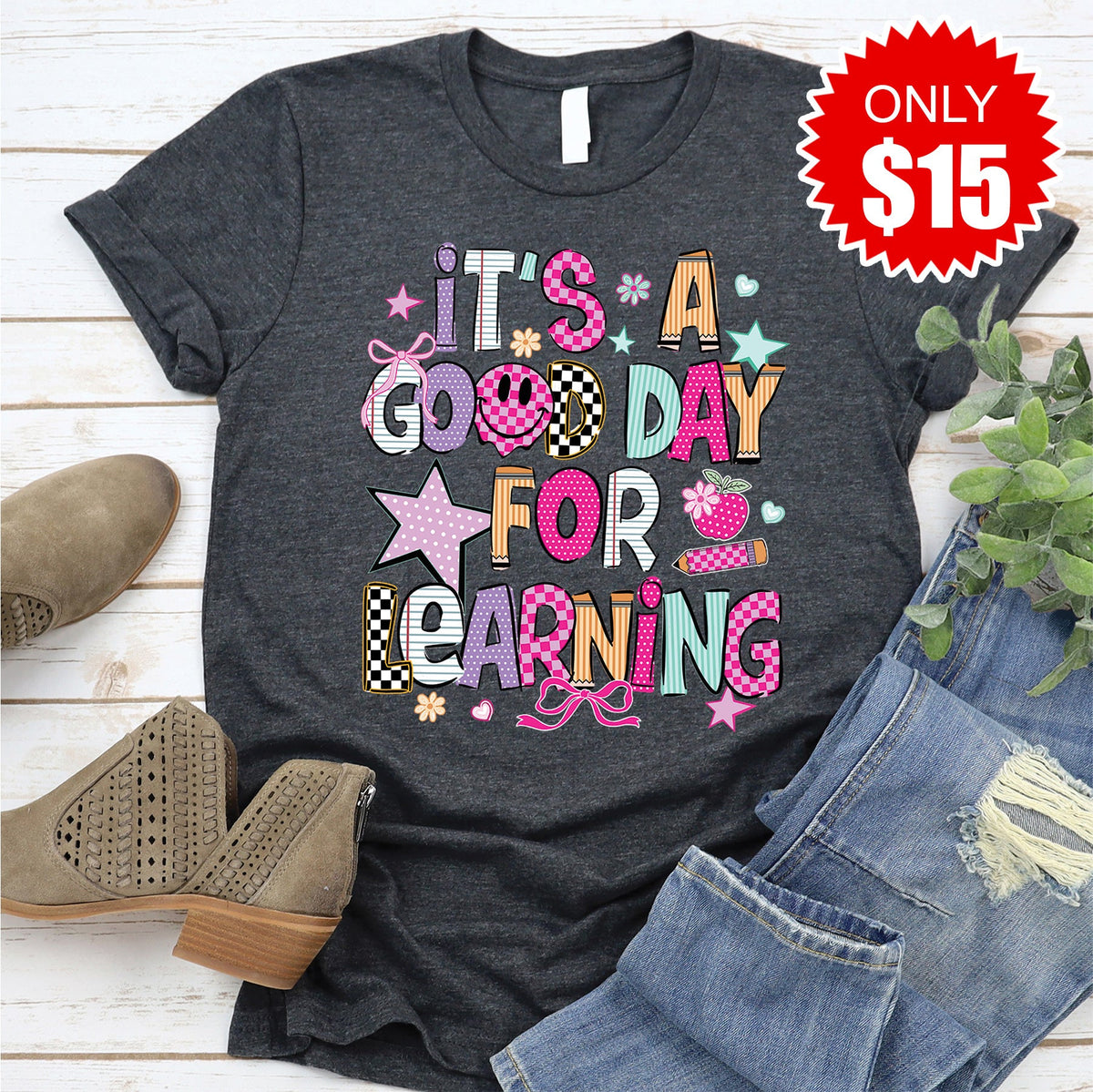 Its a Good Day For Learning Tee - Heather Charcoal - 15 product image 1