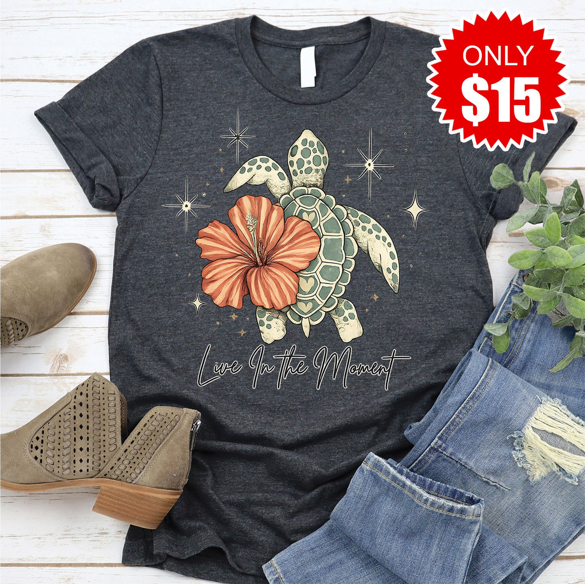 Live In The Moment Tee - Heather Charcoal - 15 product image 1