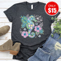 Floral Seahorse Tee - Heather Charcoal - 15 product image 1