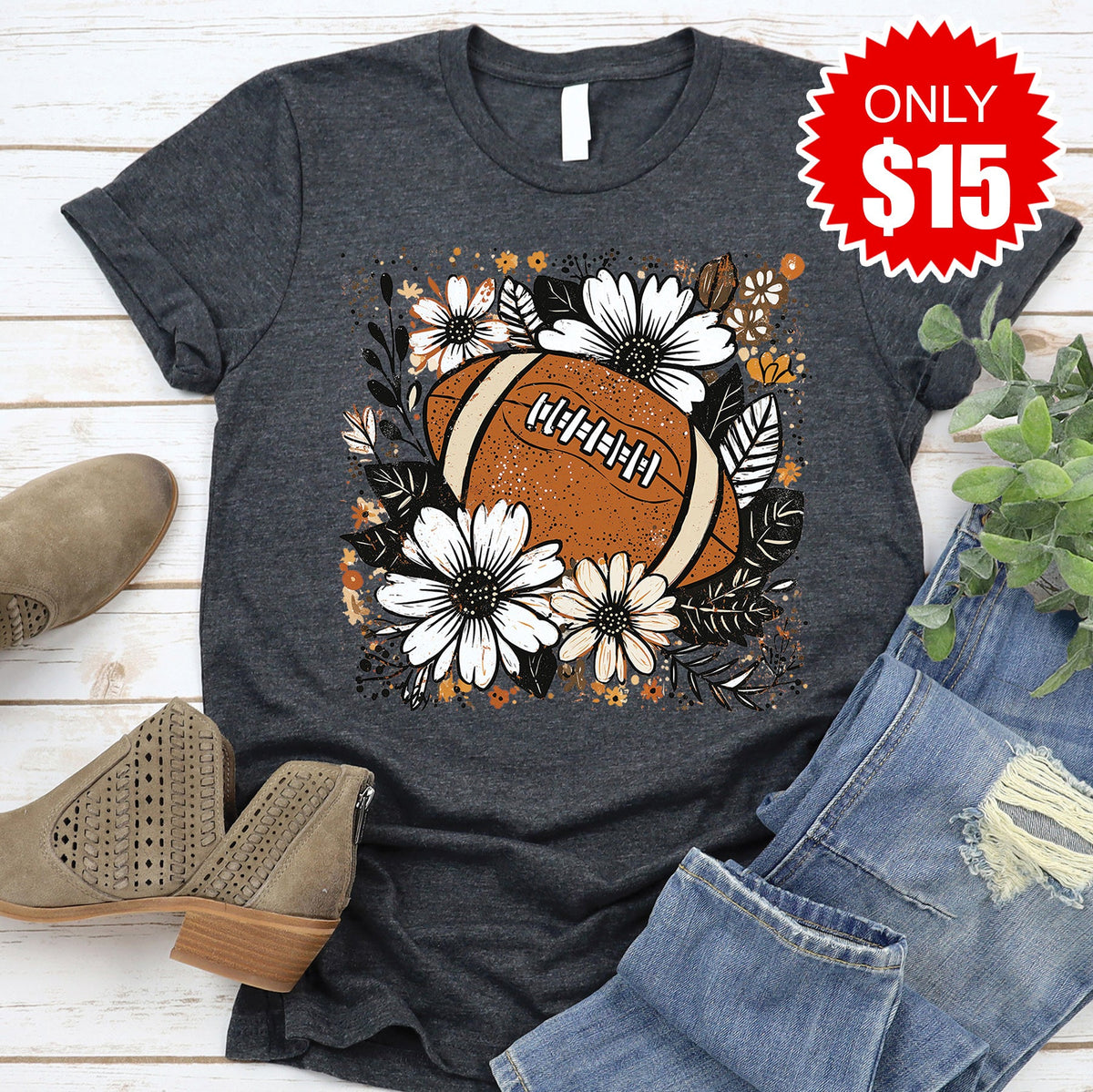Football Tee - Heather Charcoal - 15 product image 1