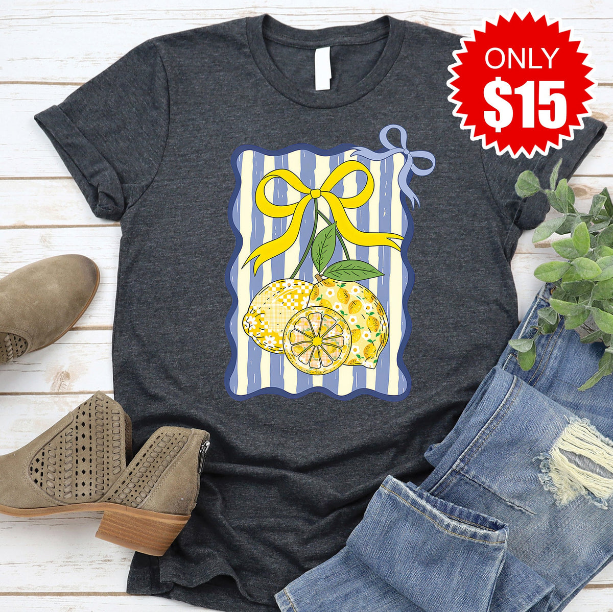 Summer Lemons Tee - Heather Charcoal - 15 product image 1