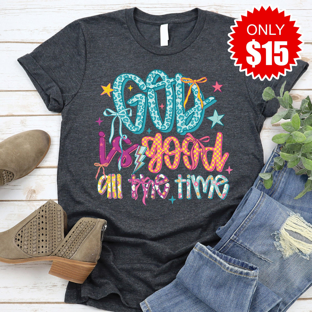 God Is Good Tee - Heather Charcoal - 15 product image 1