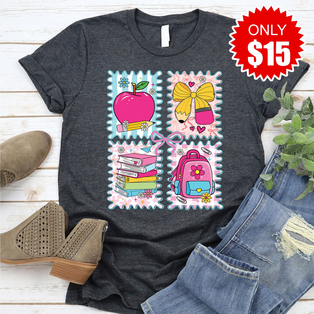 Back To School Tee - Heather Charcoal - 15 product image 1