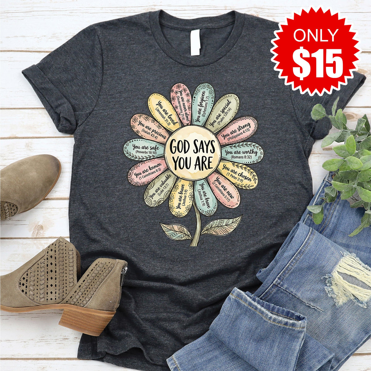 God Says You Are Tee - Heather Charcoal - 15 product image 1