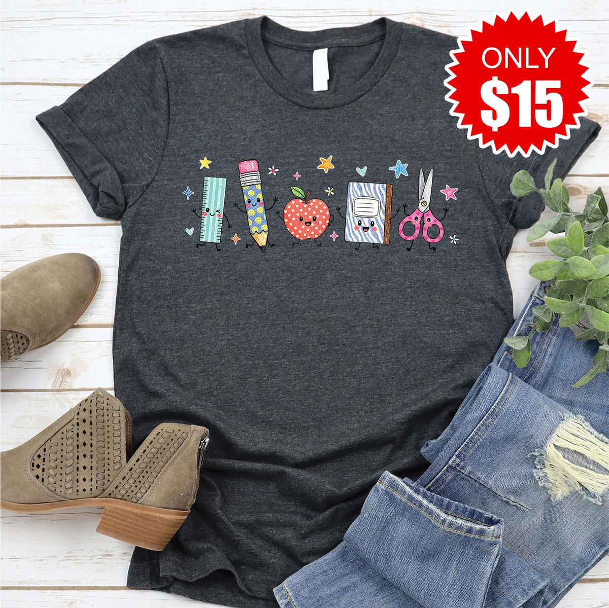 Back To School Tee - Heather Charcoal - 15 product image 1