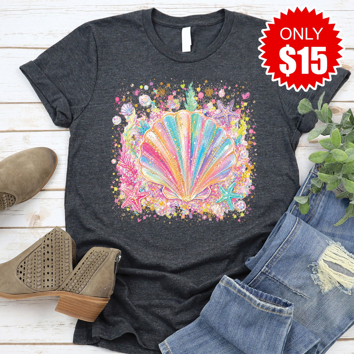 Seashells Tee - Heather Charcoal - 15 product image 1