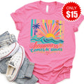 Happiness Comes In Waves Tee - Heather Charity Pink - 15 product image 1