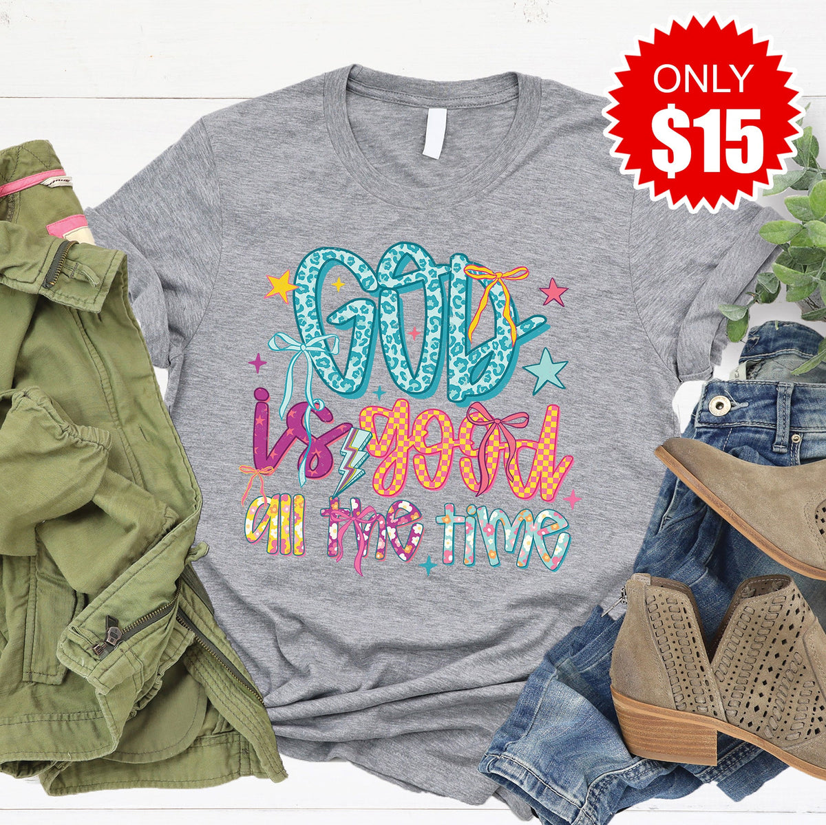 God Is Good Tee - Heather Grey - 15 product image 1