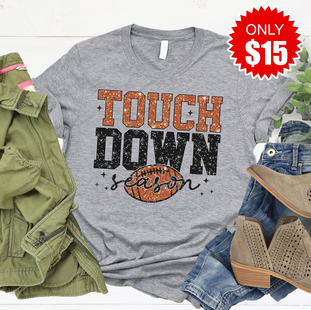 Touch Down Season Tee - Heather Grey - 15 product image 1