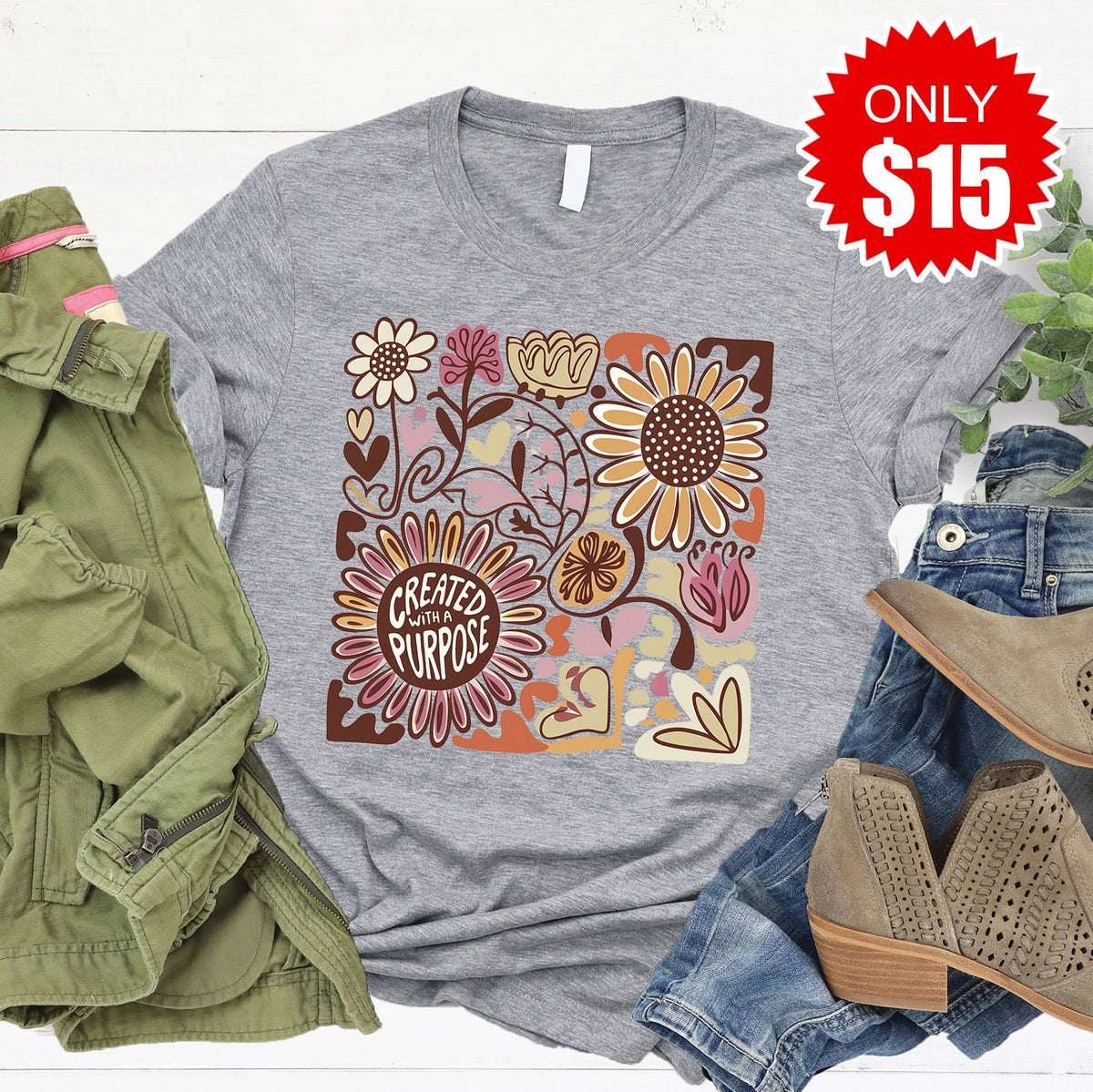 Created with a Purpose Tee - Heather Grey - 15 product image 1