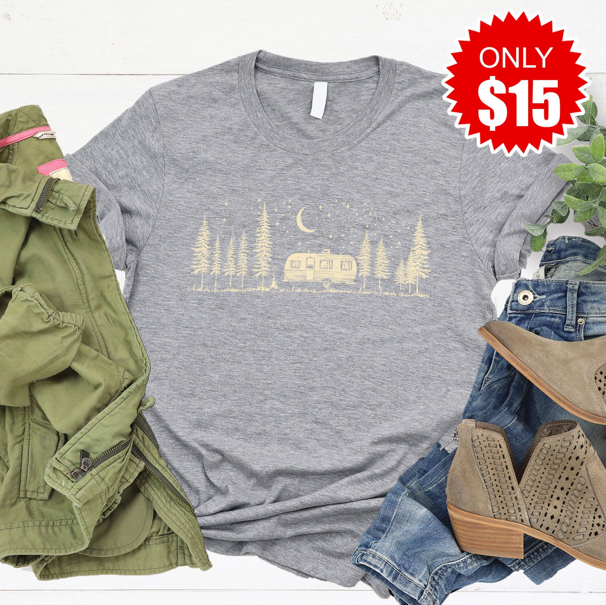 Camping Life Tee - Heather Grey - 15 product image 1