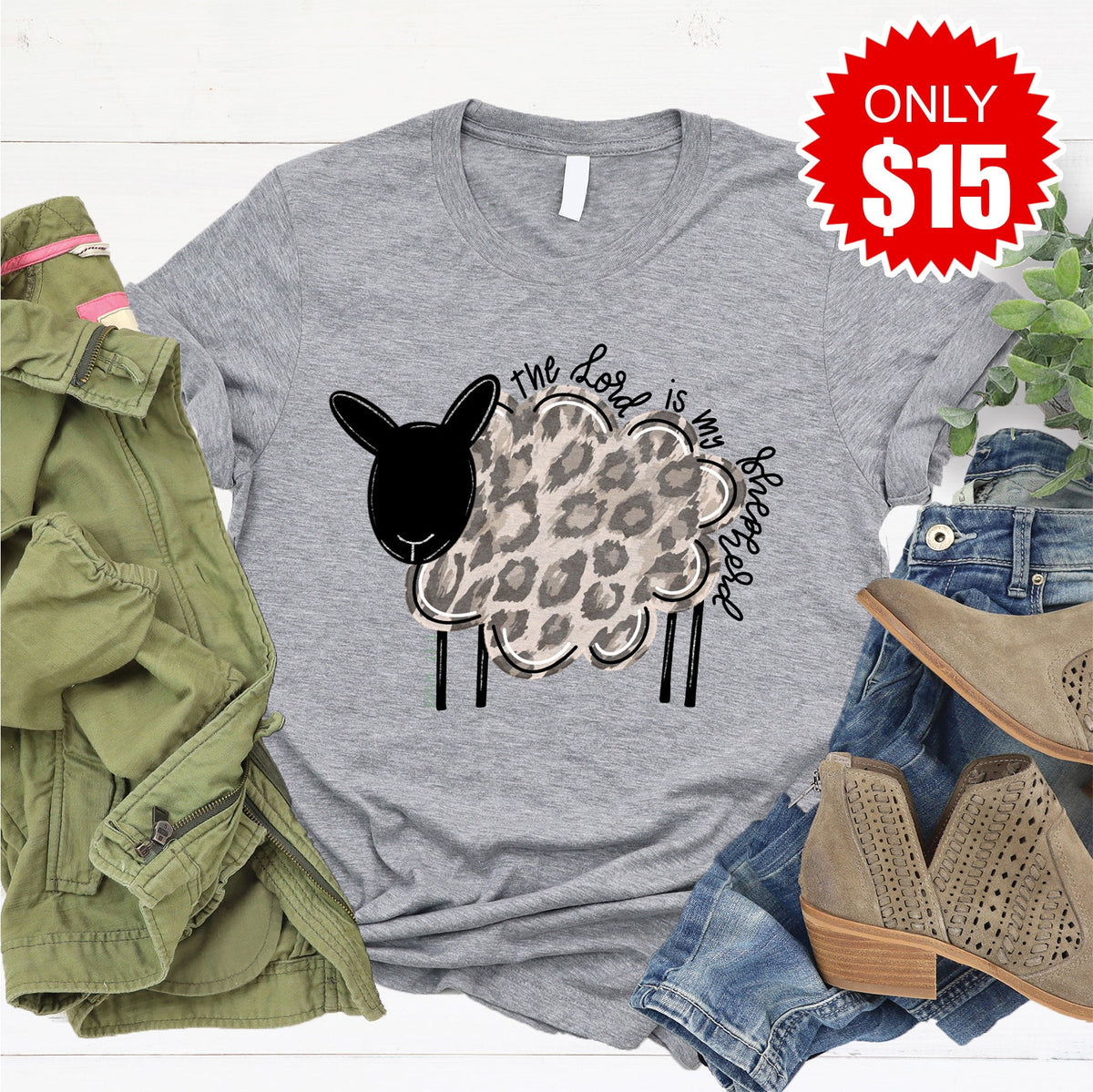 The Lord is My Shepherd Tee - Heather Grey - 15 product image 1