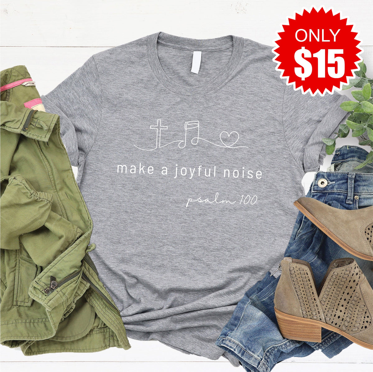 Joyful Noise Tee - Heather Grey - 15 product image 1