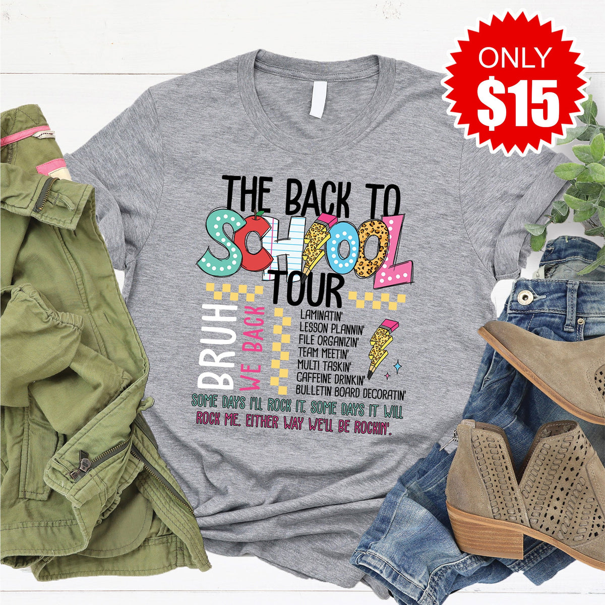 Back To School Tour Tee - Heather Grey - 15 product image 1