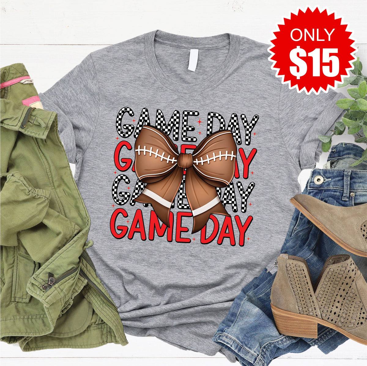 Game Day Bow Tee - Heather Grey - 15 product image 1