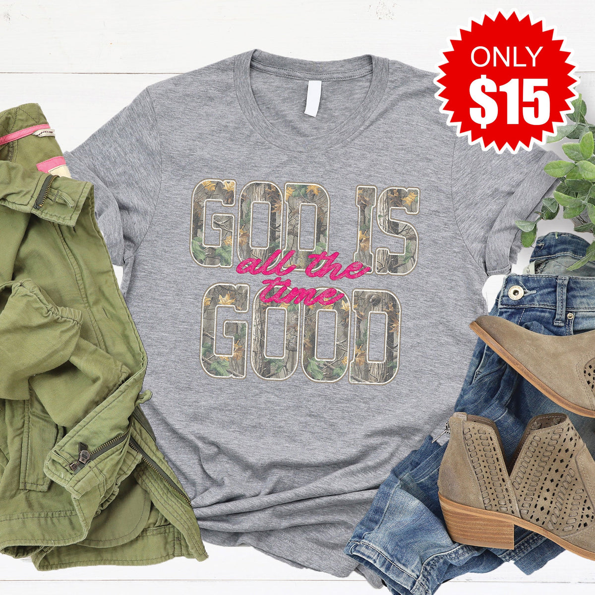 God Is Good Tee - Heather Grey - 15 product image 1