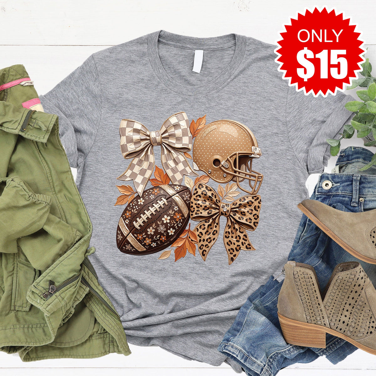 Football Tee - Heather Grey - 15 product image 1