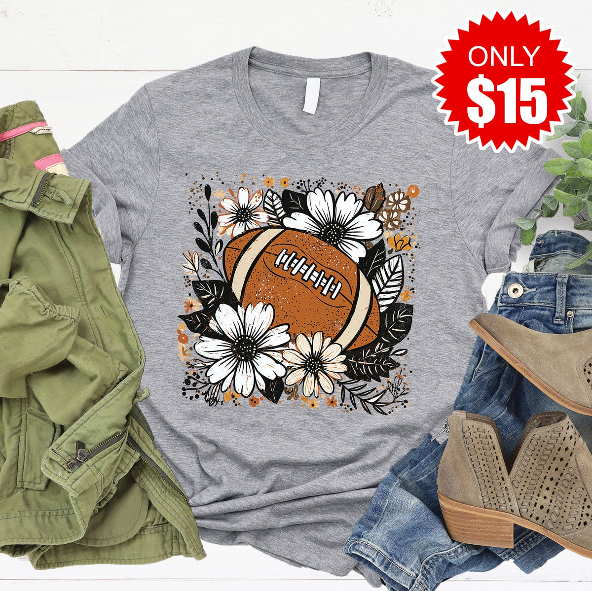 Football Tee - Heather Grey - 15 product image 1
