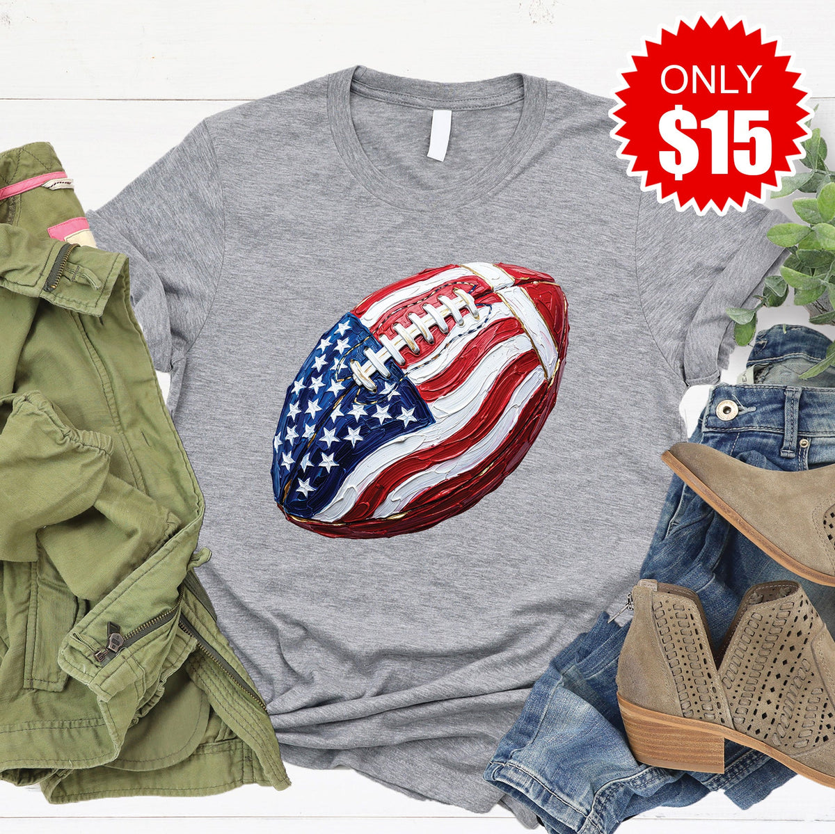 Football Flag Tee - Heather Grey - 15 product image 1