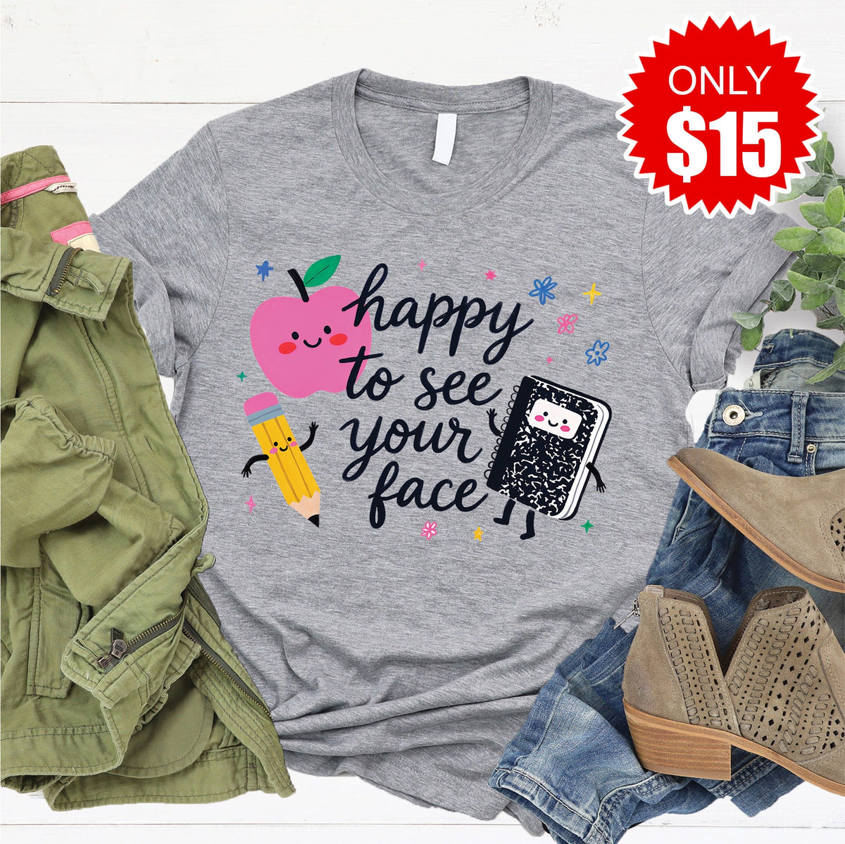 Happy To See You Tee - Heather Grey - 15 product image 1