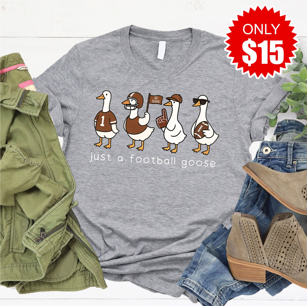 Football Goose Tee - Heather Grey - 15 product image 1