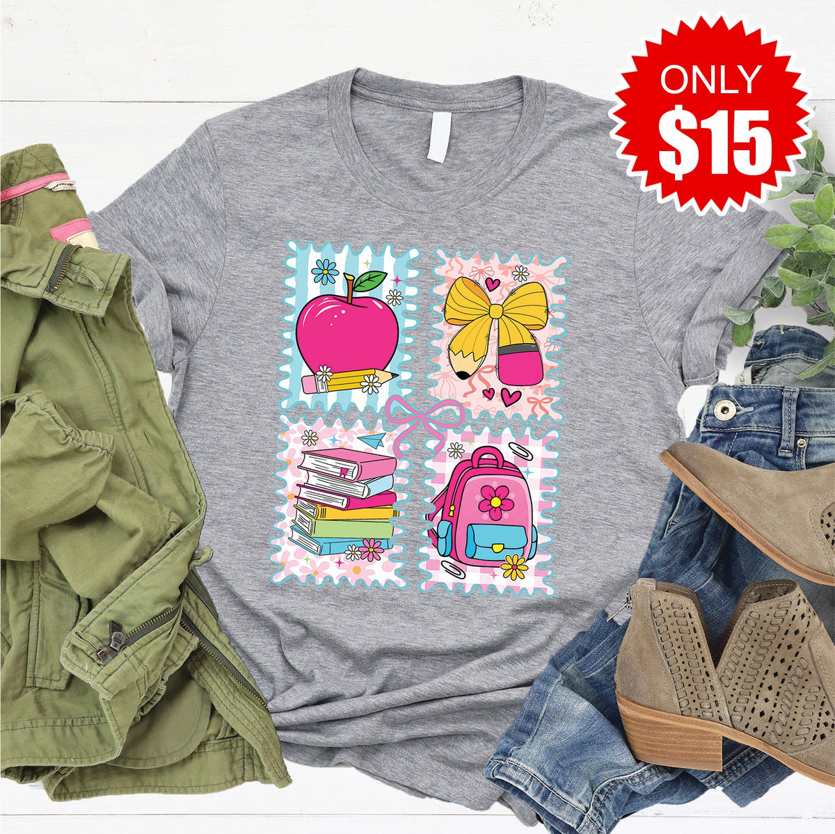 Back To School Tee - Heather Grey - 15 product image 1