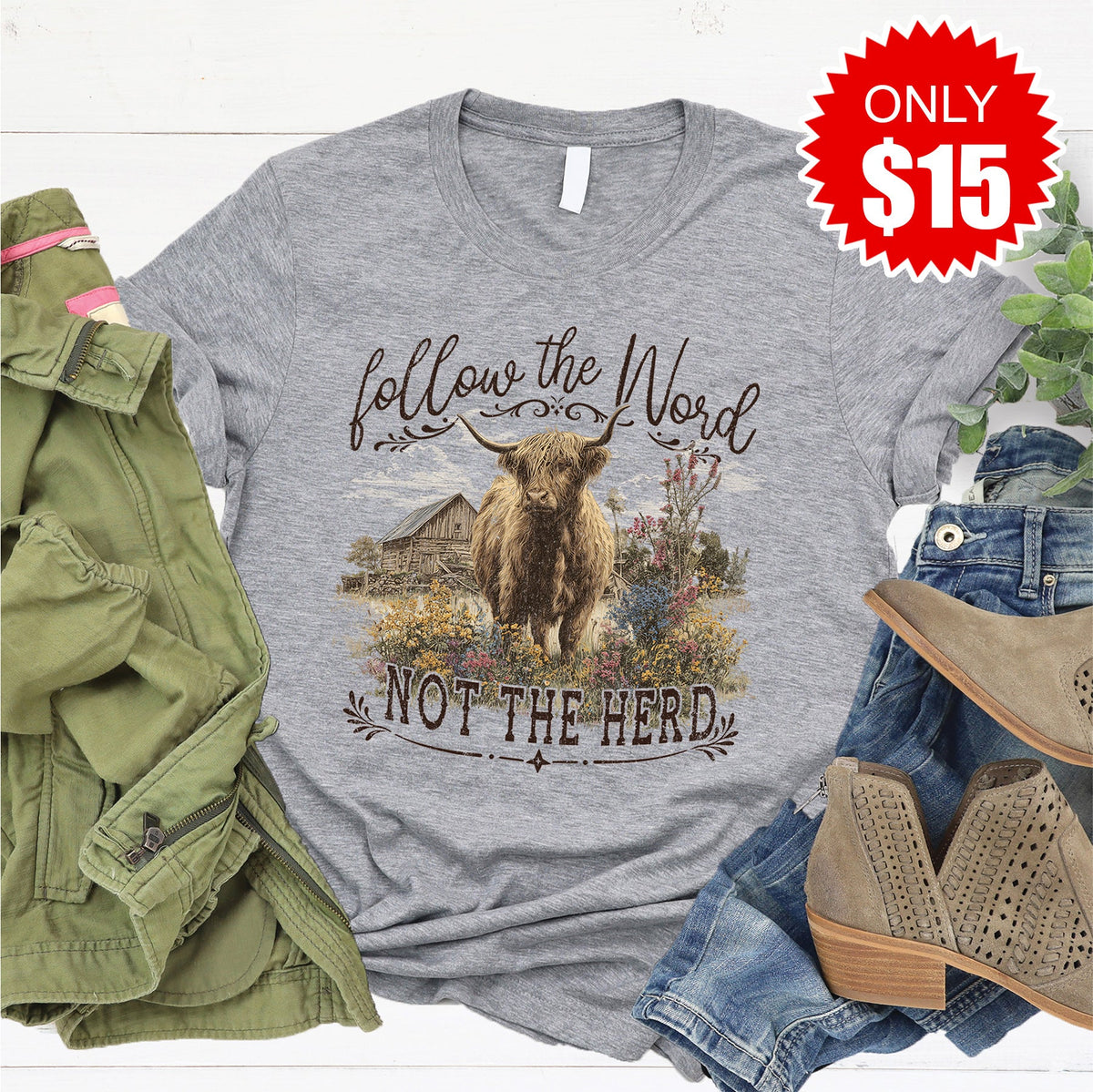 Follow the Word Tee - Heather Grey - 15 product image 1