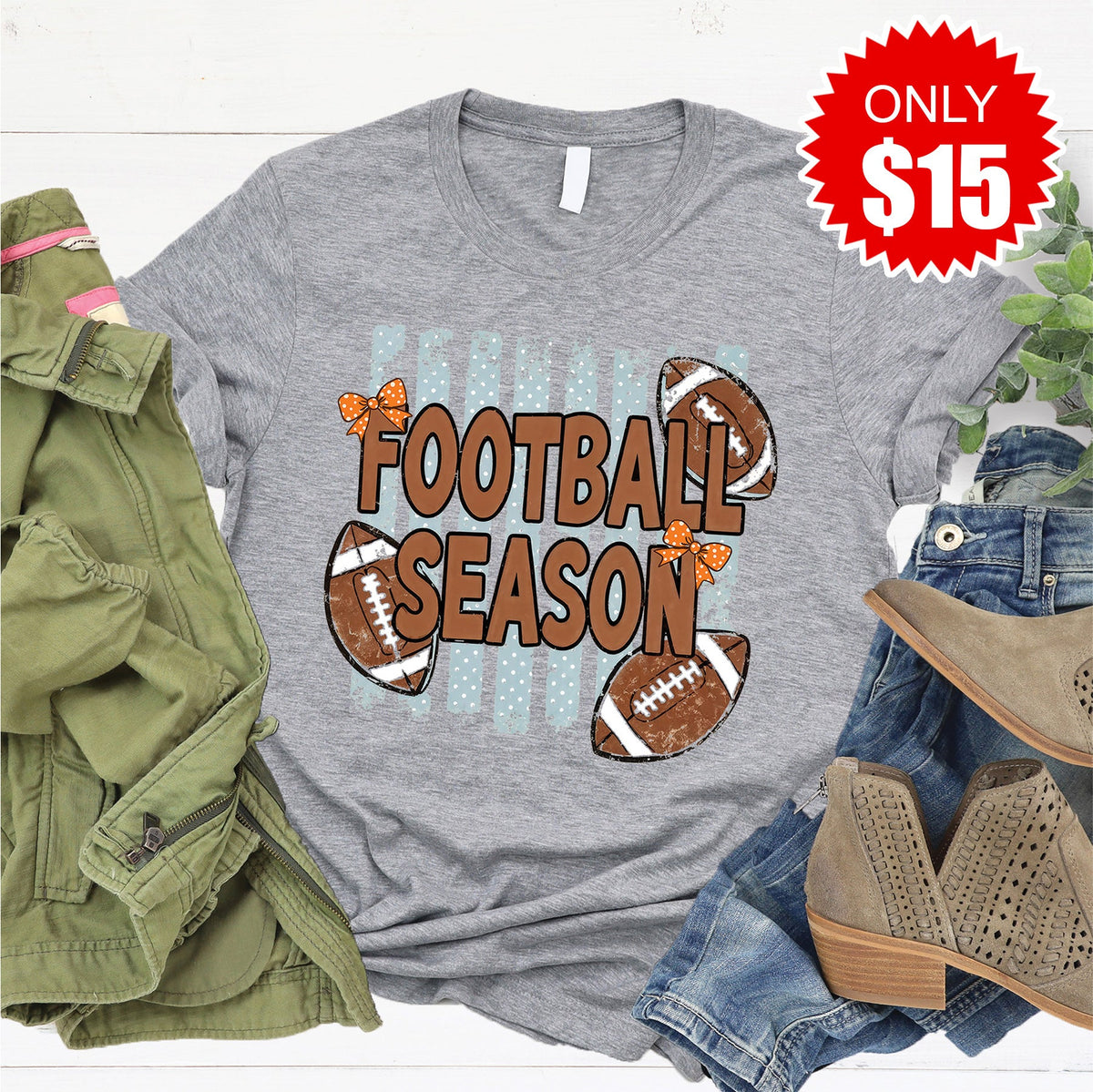 Football Season Tee - Heather Grey - 15 product image 1