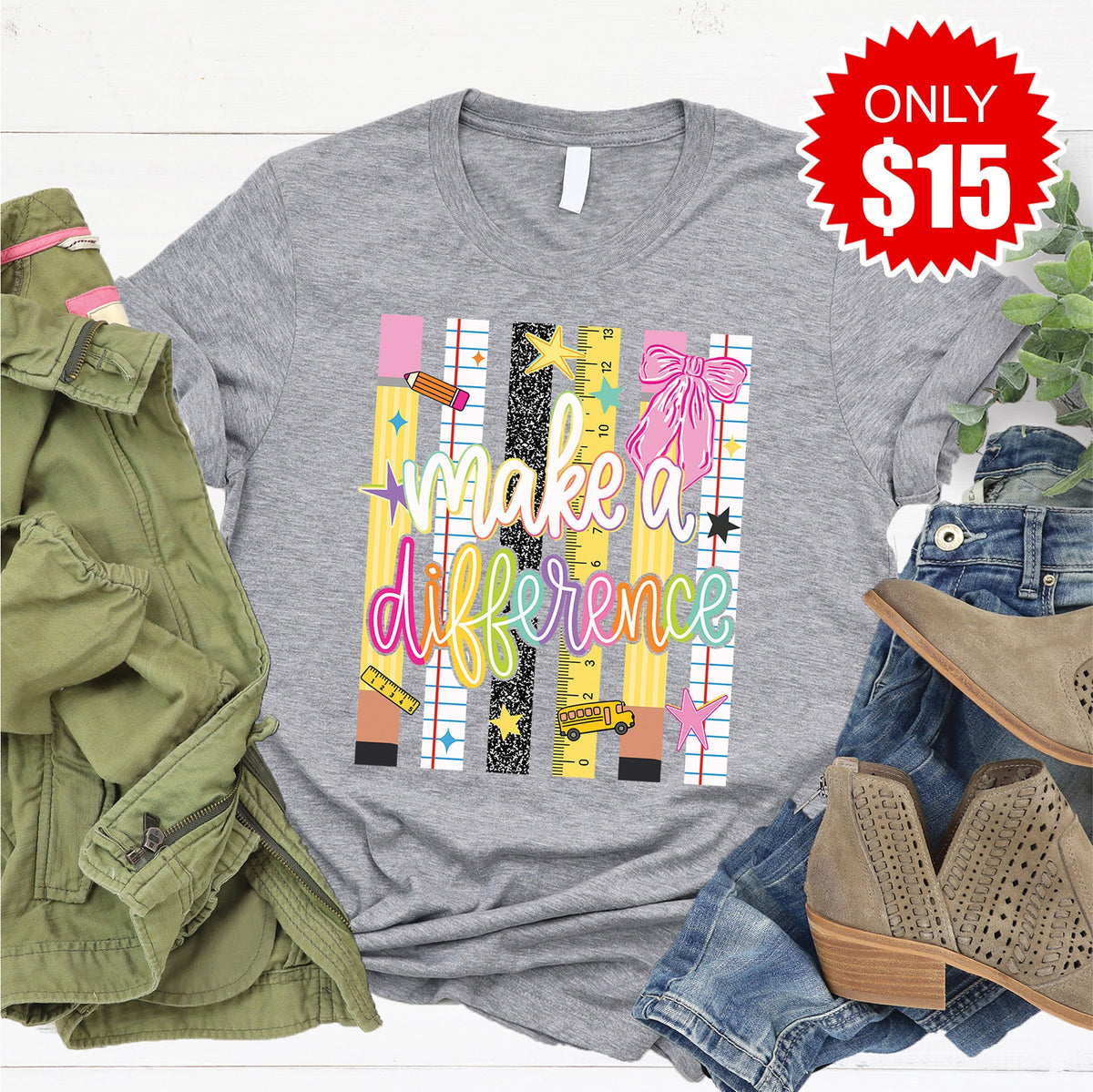 Make A Difference Tee - Heather Grey - 15 product image 1