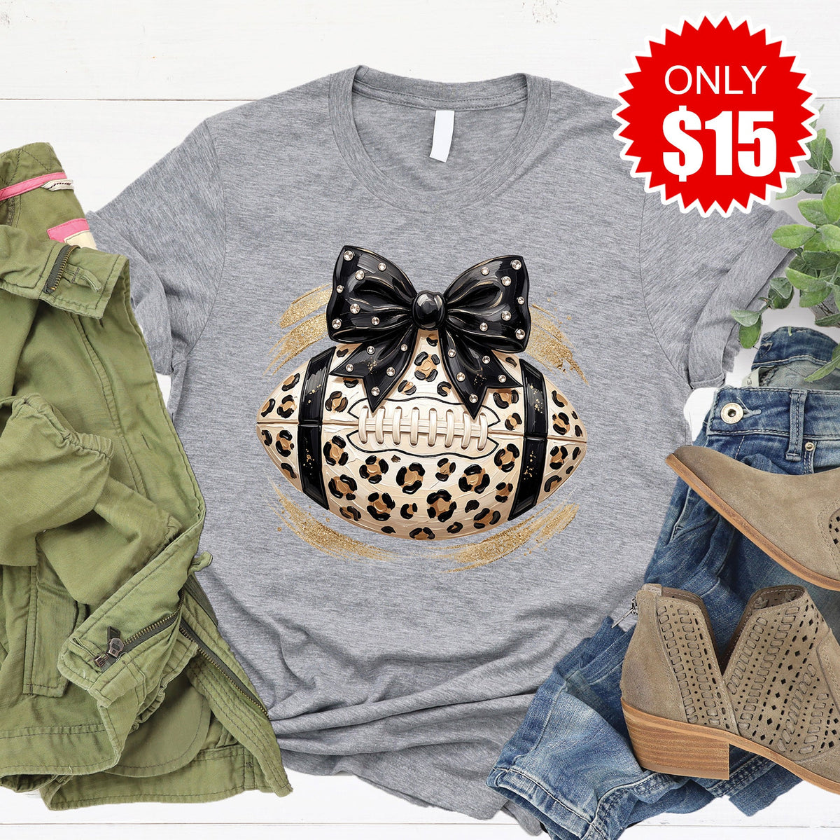 Football Leopard Tee - Heather Grey - 15 product image 1