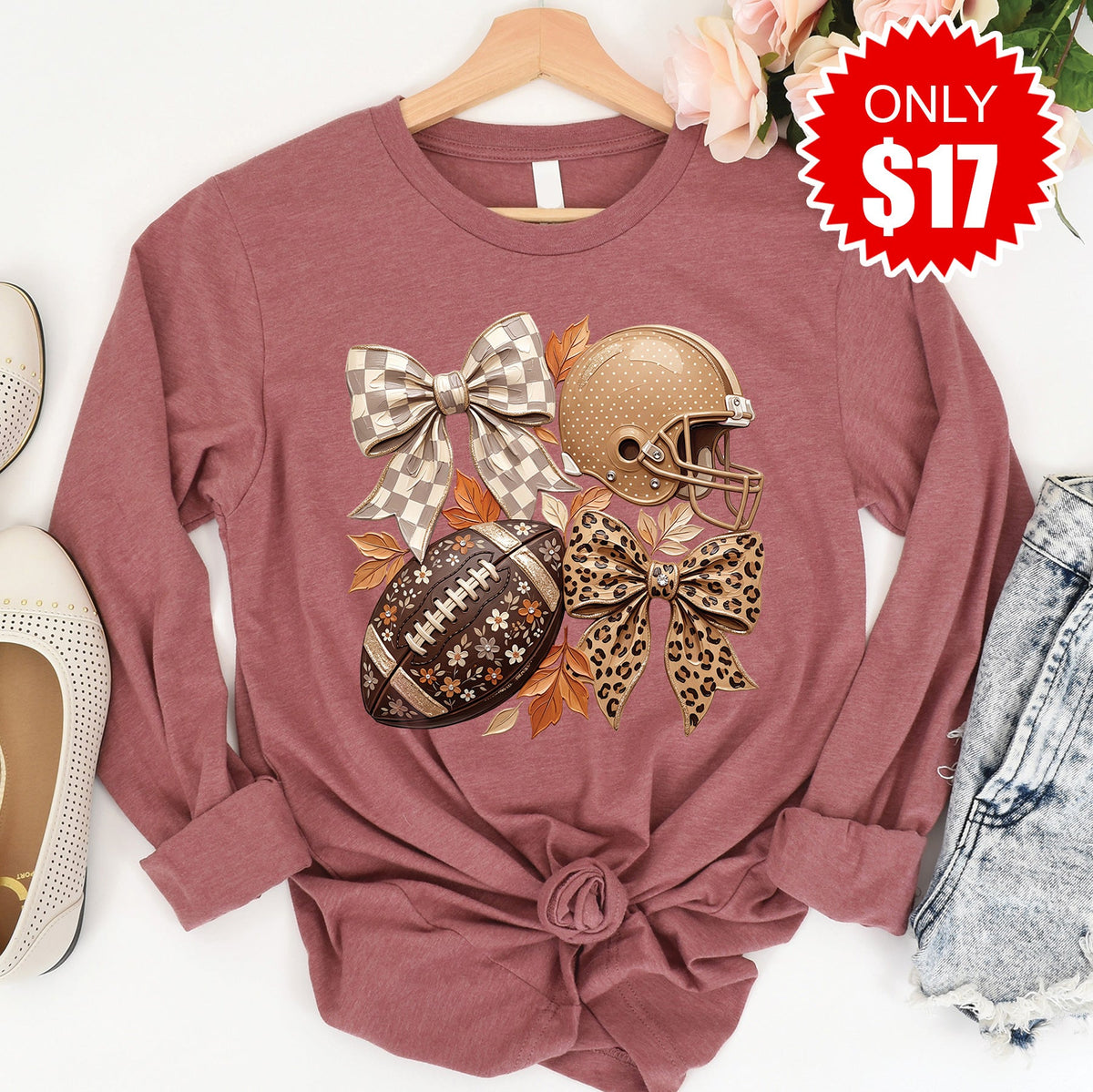 Football Long Sleeve - Heather Mauve - 17 product image 1