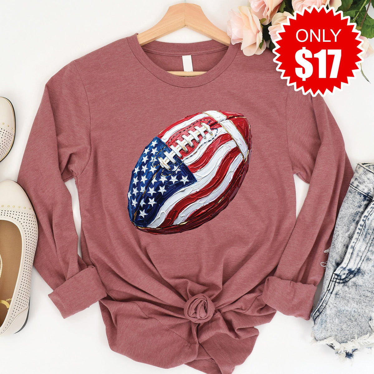 Football Flag Long Sleeve - Heather Mauve - 17 product image 1
