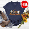 Cows Pumpkins V-Neck - Heather Navy - 0